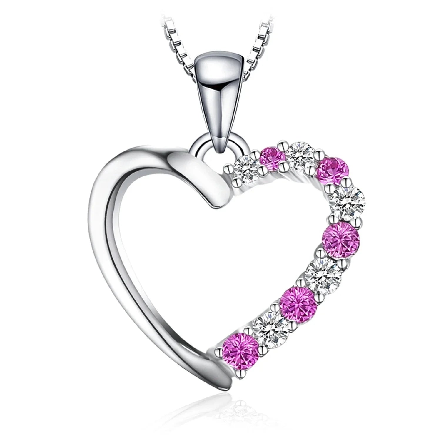 Heart Created Pink Sapphire 925 Sterling Silver Pendant Necklace for Women No Chain Yellow Gold Rose Gold Plated