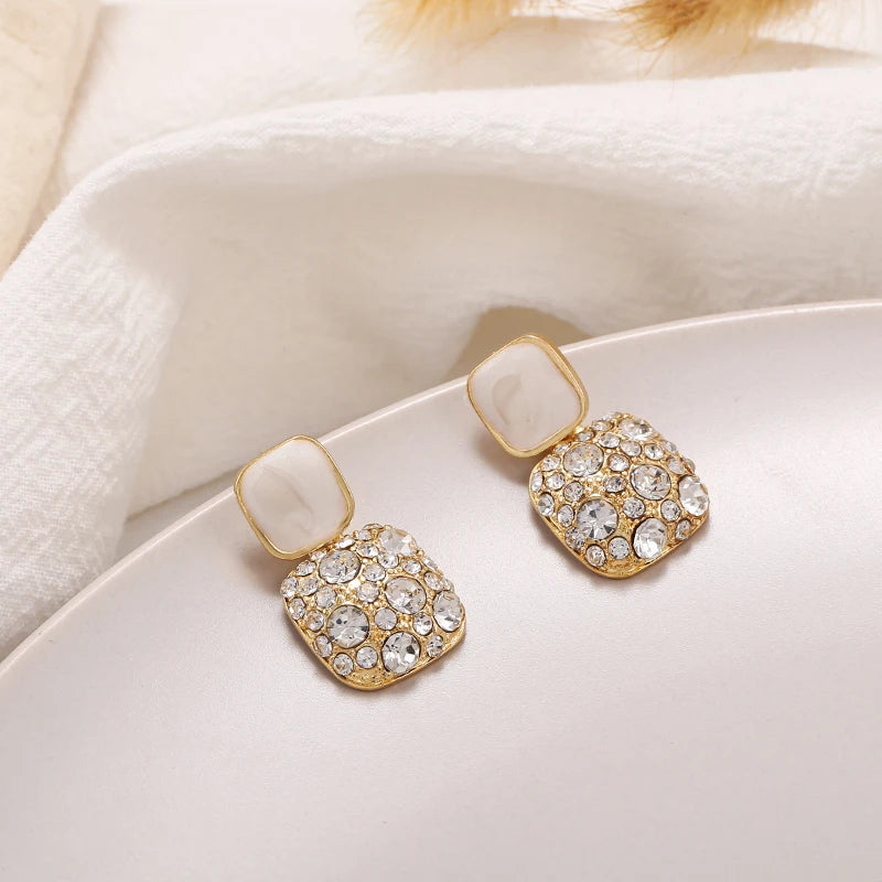 Vintage Purple Shiny Crystal Geometric Women Earrings Contracted Sweet Lovely Fine Shiny Drop Earrings Jewelry-Dollar Bargains Online Shopping Australia