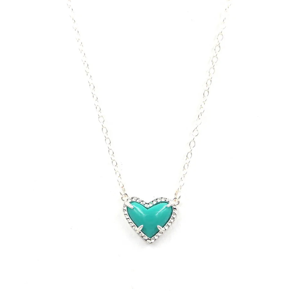 Gift Glitter Abalone Stone Small Heart Shaped 3D Resin Shell Mini Love Necklaces for Women Pendants-Dollar Bargains Online Shopping Australia