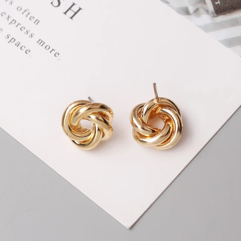 Exaggerated Geometry Irregular Metal Dangle Earrings Spiral Twist Knot Round Smooth Brincos Jewelry-Dollar Bargains Online Shopping Australia