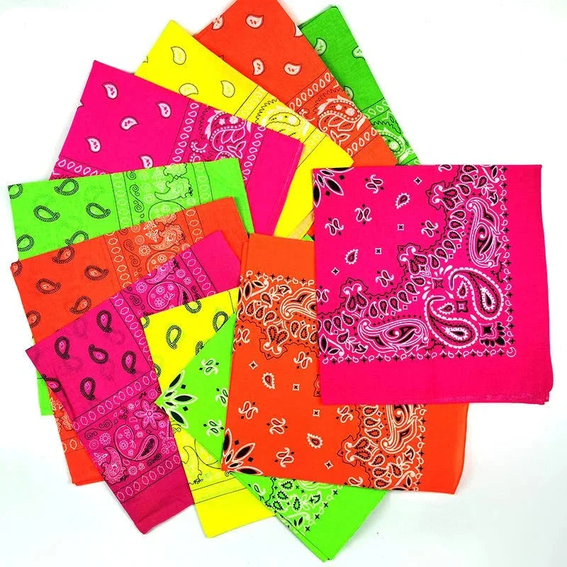 Bright Color Women Foulard Hip Hop Cotton Square Scarf Bandana Headband Scarf Cashew Gifts