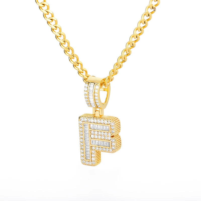 Cubic Zirconia Letter Pendant Necklaces Iced Out Rock Candy Style Initial Charms Necklace Fantastic Jewelry Gift-Dollar Bargains Online Shopping Australia