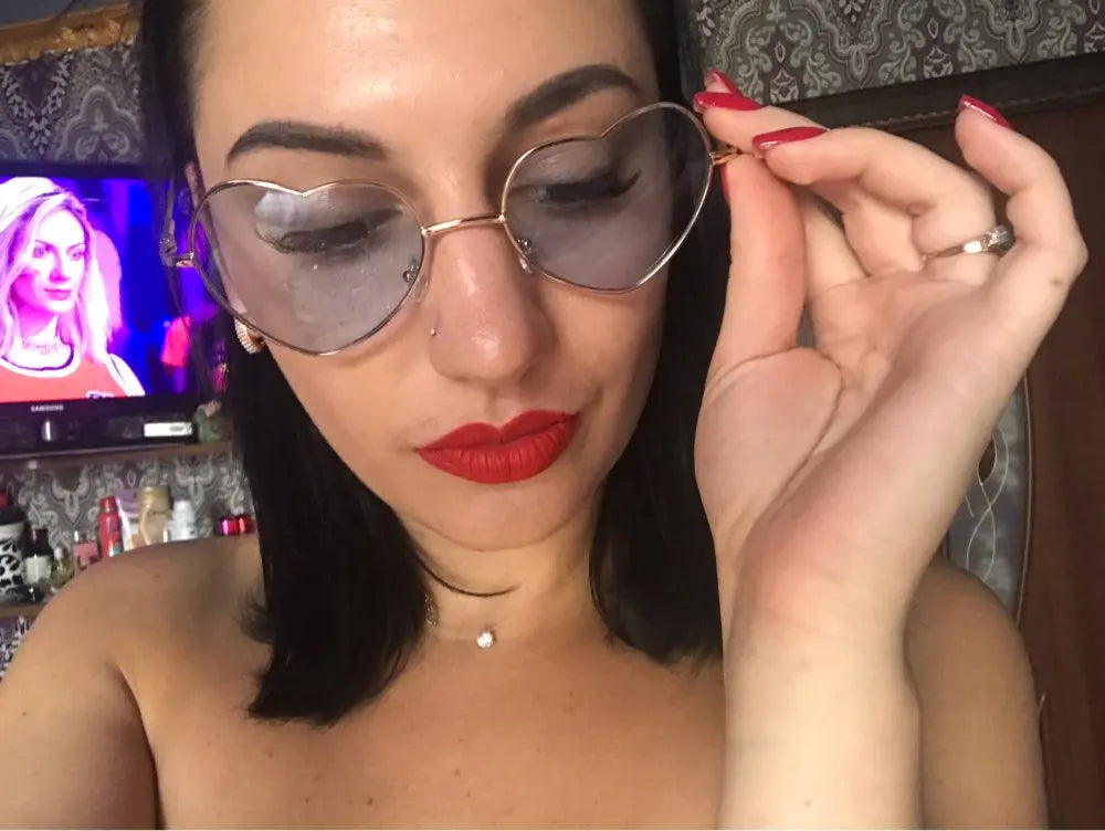Ladies Heart Shaped Sunglasses metal Women Brand Designer Fashion Rimless LOVE Clear Ocean Lenses Sun Glasses UV400-Dollar Bargains Online Shopping Australia