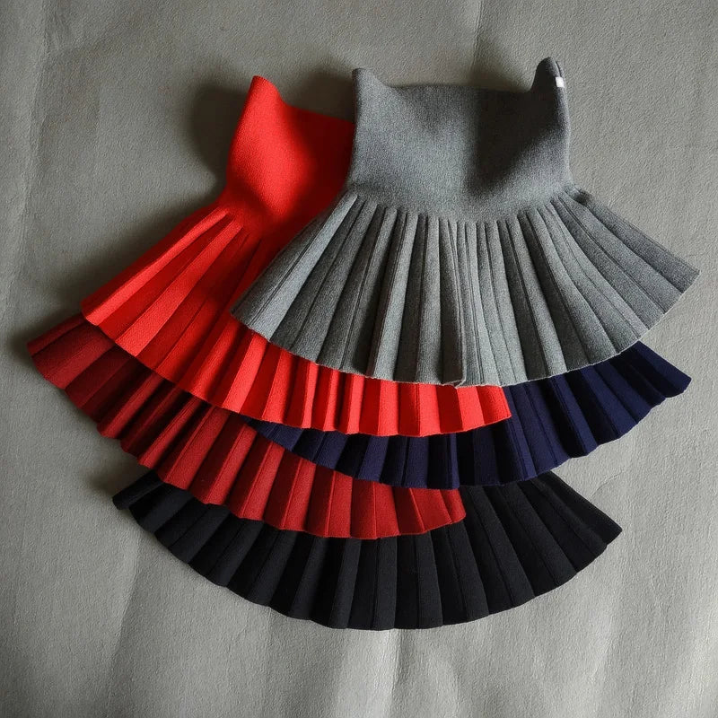 Baby Girls Pleated Skirts Infant Kids Princess High Waist Knitted Mini Tutu Skirt Children