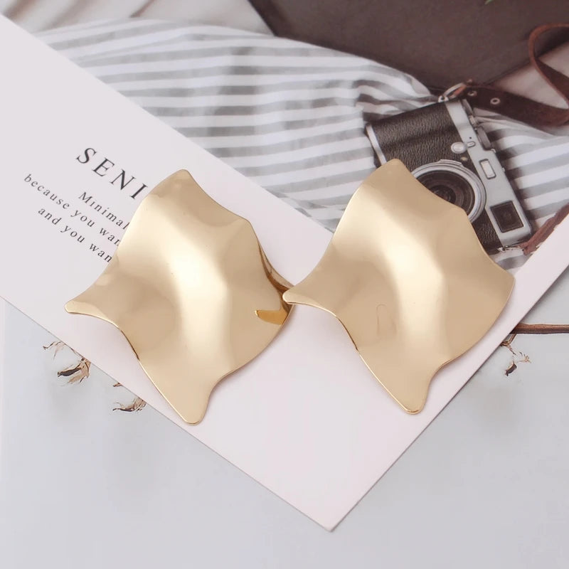 Exaggerated Geometry Irregular Metal Dangle Earrings Spiral Twist Knot Round Smooth Brincos Jewelry-Dollar Bargains Online Shopping Australia