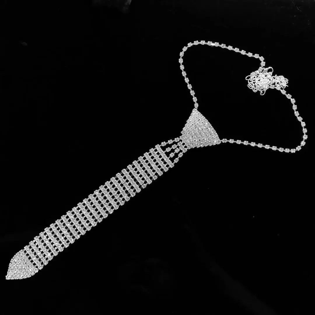 Fashionable and elegant necktie Necklace flash Rhinestone Long Necklace bead chain ladies wedding ball jewelry-Dollar Bargains Online Shopping Australia