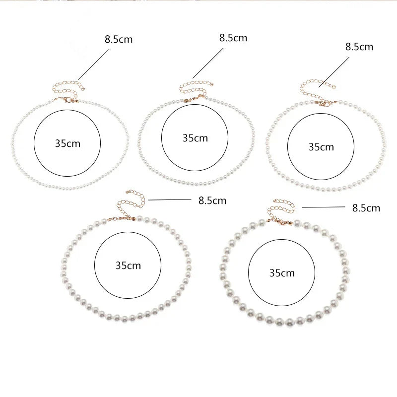 Vintage Style Simple 6MM Pearl Chain Choker Necklace For Women Wedding Love Shell Pendant Necklace