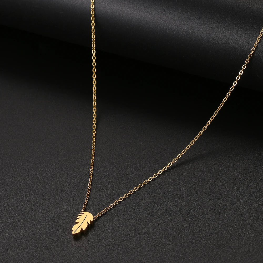 Stainless Steel Necklaces Minimalist Four-leaf Clover Geometric Style Fashion Chain Necklace for Women Collar Pendant Jewelry-Dollar Bargains Online Shopping Australia