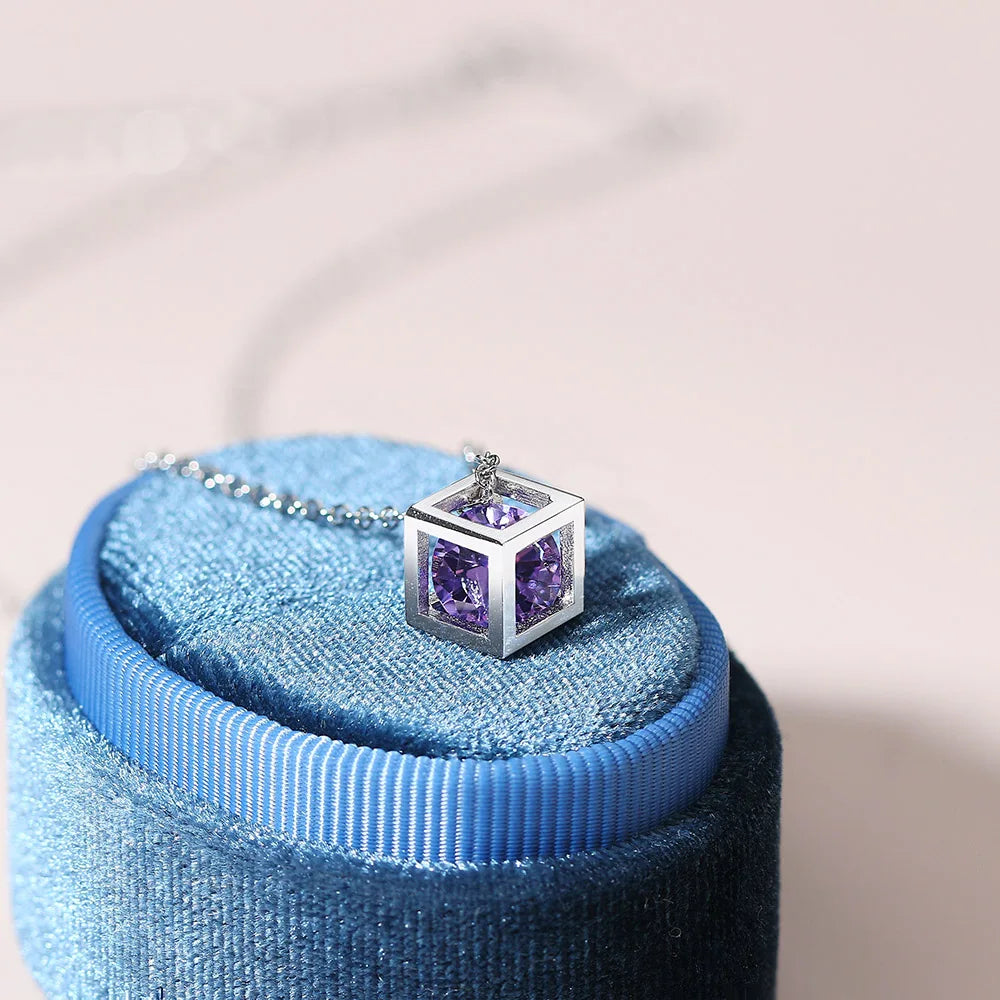 Charms Necklace For Women Aesthetic Cube Pink Zircon Rose Gold Color Choker Chain On Neck Jewelry Korean Pendants-Dollar Bargains Online Shopping Australia