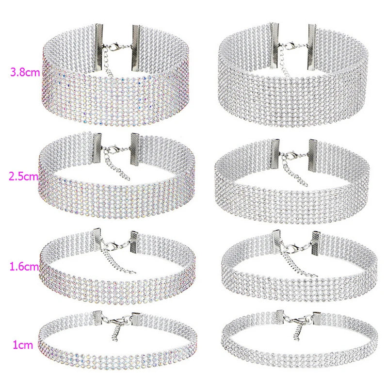 European Style Women Bundle Neck Element Necklace Jewelry Punk Hip Hop Choker Inlay Rhinestone Collar Gift-Dollar Bargains Online Shopping Australia