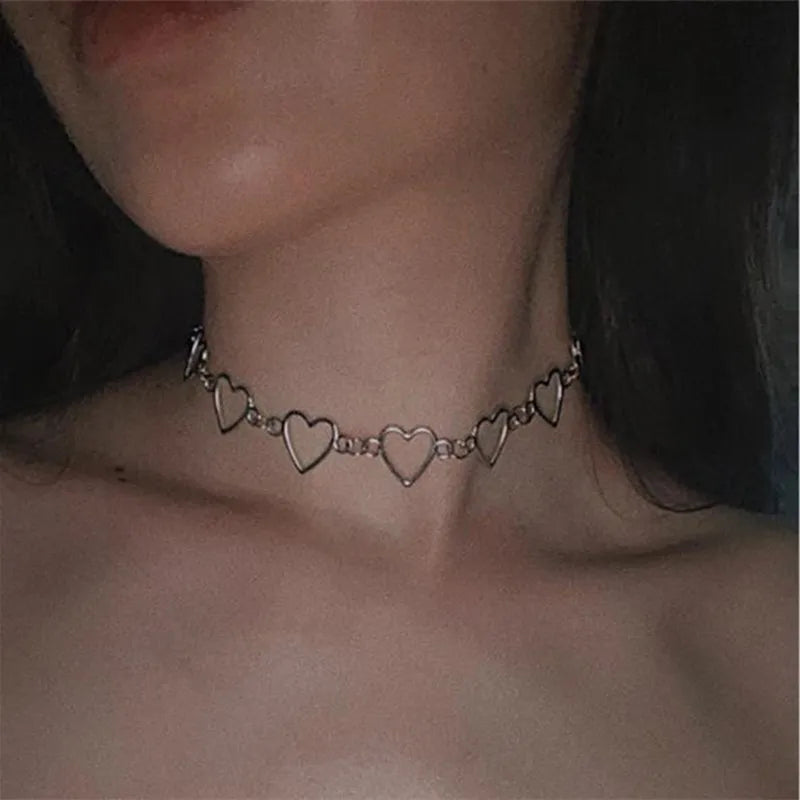 HollowLove Heart Choker Necklace Statement Girlfriend Bicolor Necklace-Dollar Bargains Online Shopping Australia