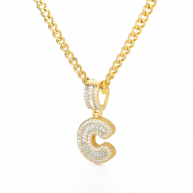 Cubic Zirconia Letter Pendant Necklaces Iced Out Rock Candy Style Initial Charms Necklace Fantastic Jewelry Gift-Dollar Bargains Online Shopping Australia