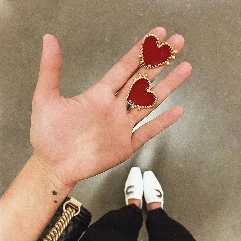 Red Heart Stud Earring Women Metal Gold Color Eye Heart Lips Wedding Statement Earrings Fashion Party Jewelry-Dollar Bargains Online Shopping Australia