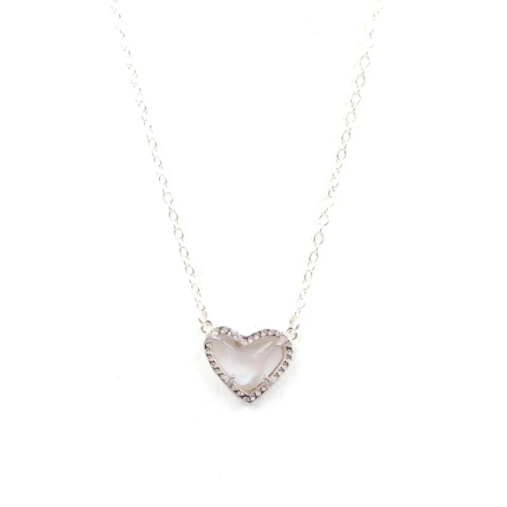 Gift Glitter Abalone Stone Small Heart Shaped 3D Resin Shell Mini Love Necklaces for Women Pendants-Dollar Bargains Online Shopping Australia