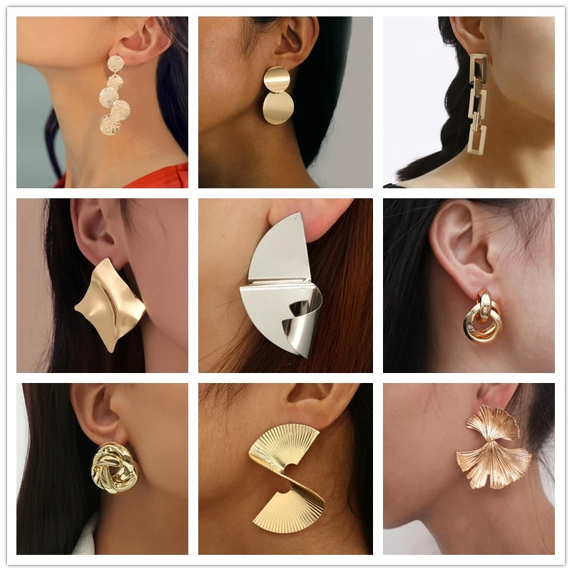 Exaggerated Geometry Irregular Metal Dangle Earrings Spiral Twist Knot Round Smooth Brincos Jewelry-Dollar Bargains Online Shopping Australia