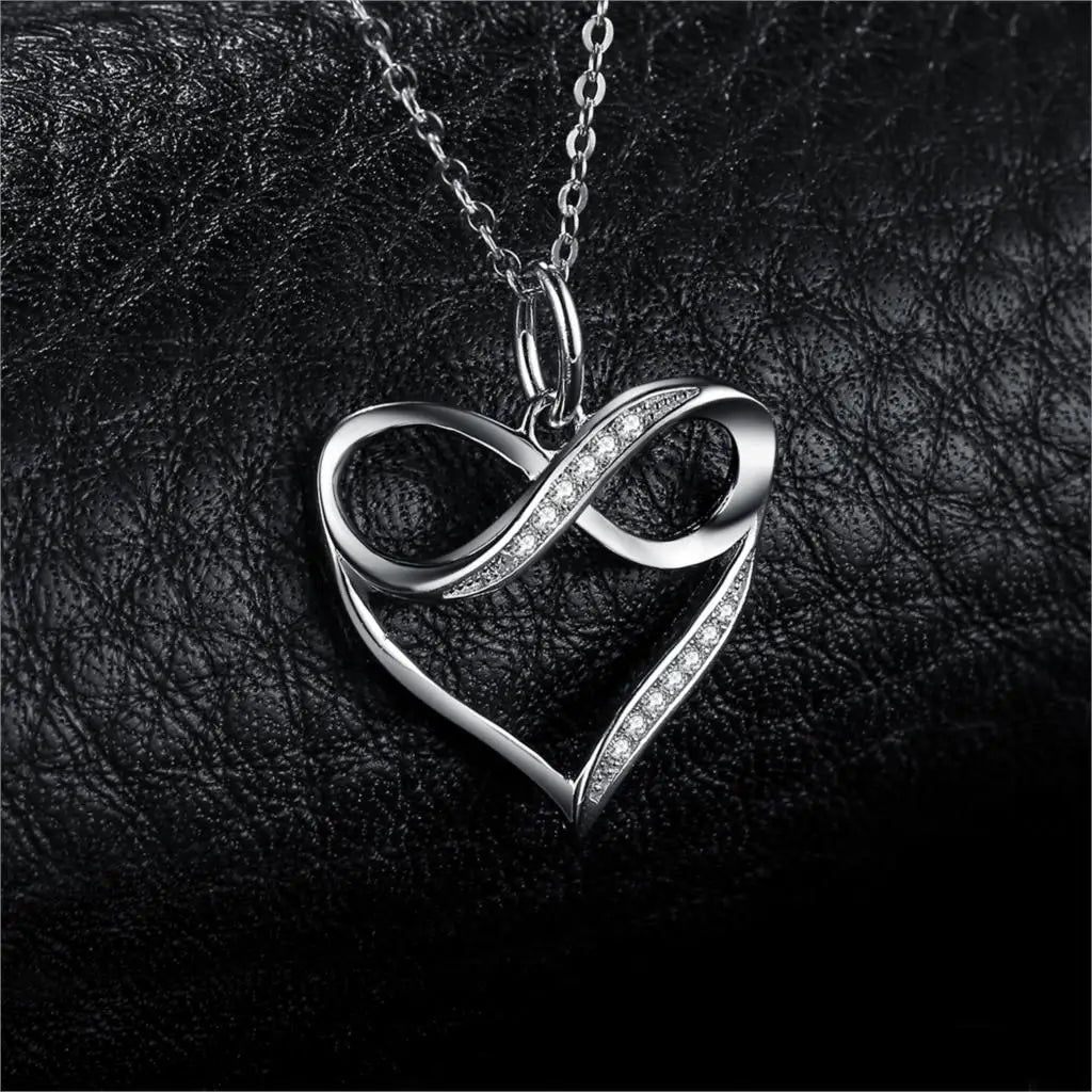 Infinity Love Knot Heart 925 Sterling Silver Pendant Necklace for Womam Girl Fashion Fine Jewelry Gift No Chain