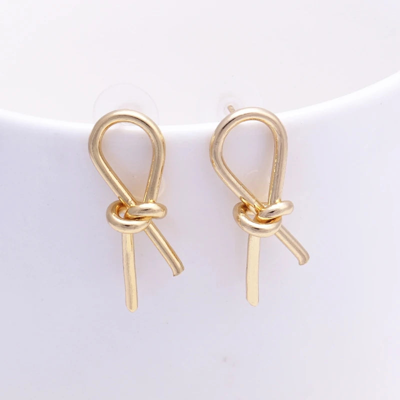Exaggerated Geometry Irregular Metal Dangle Earrings Spiral Twist Knot Round Smooth Brincos Jewelry-Dollar Bargains Online Shopping Australia