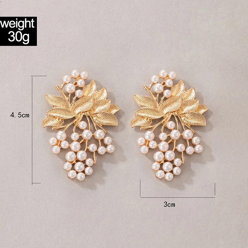 Earrings 2021 Trend Fairy Grunge Jewelry Sets Sweet Little Fresh Temperament Alloy Simplicity Leaf Inlaid Pearl Woman Earring-Dollar Bargains Online Shopping Australia