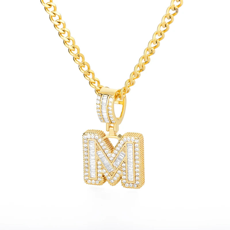 Cubic Zirconia Letter Pendant Necklaces Iced Out Rock Candy Style Initial Charms Necklace Fantastic Jewelry Gift-Dollar Bargains Online Shopping Australia