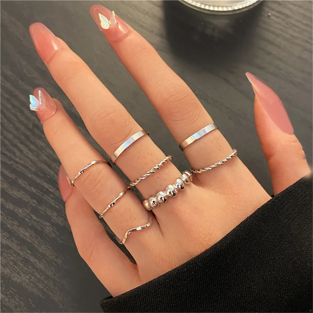 Vintage Gothic Butterfly Snake Angle Flower Multi Element Ring Set For Women Men Retro Personality Finger Adjustable Ring Gifts-Dollar Bargains Online Shopping Australia