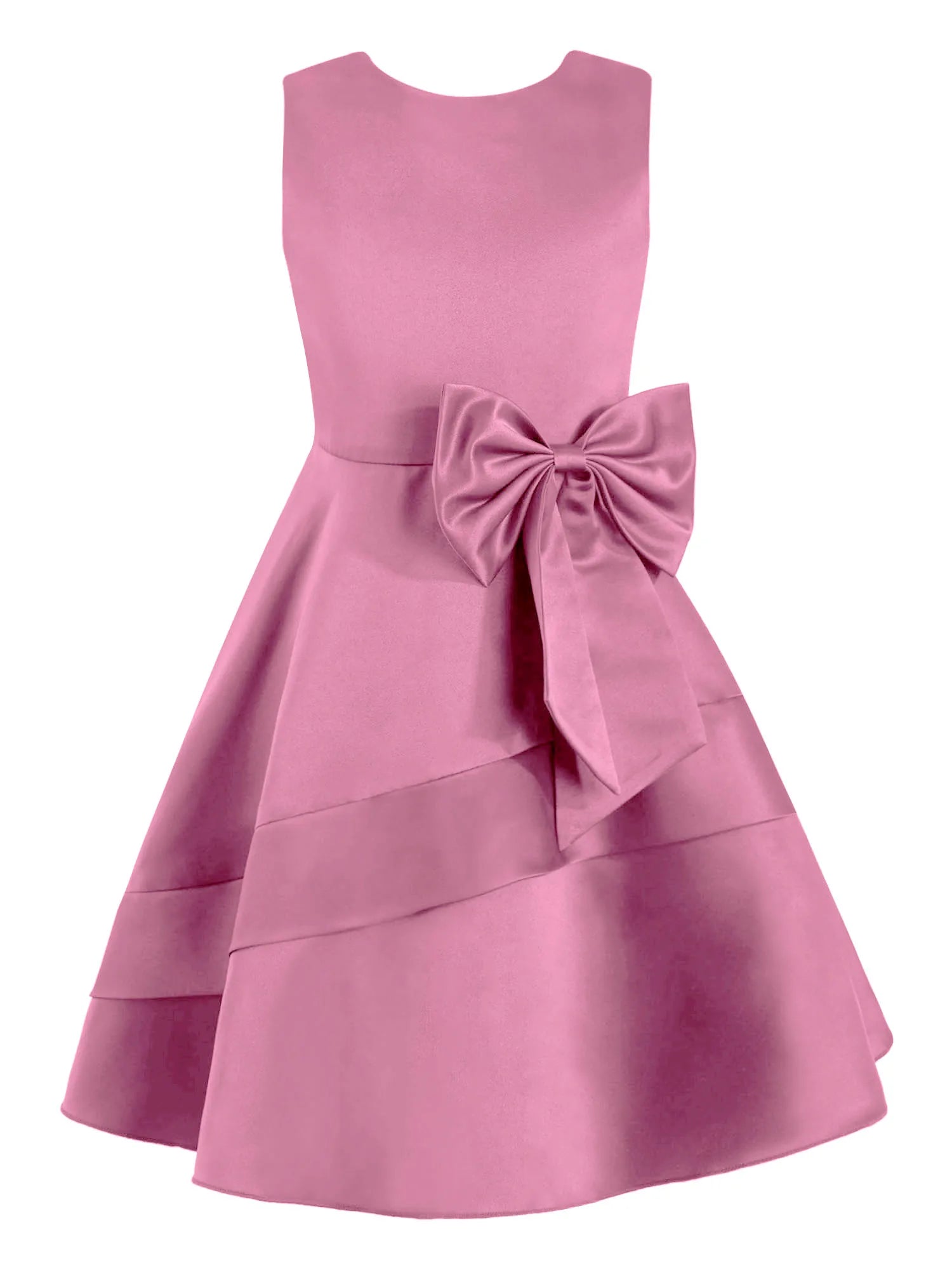 Girls Summer Sleeveless Princess Dress Elegant Satin Wedding Bridesmaid Party Dress Big Bowknot A-line Tutu for Birthday Evening-Dollar Bargains Online Shopping Australia