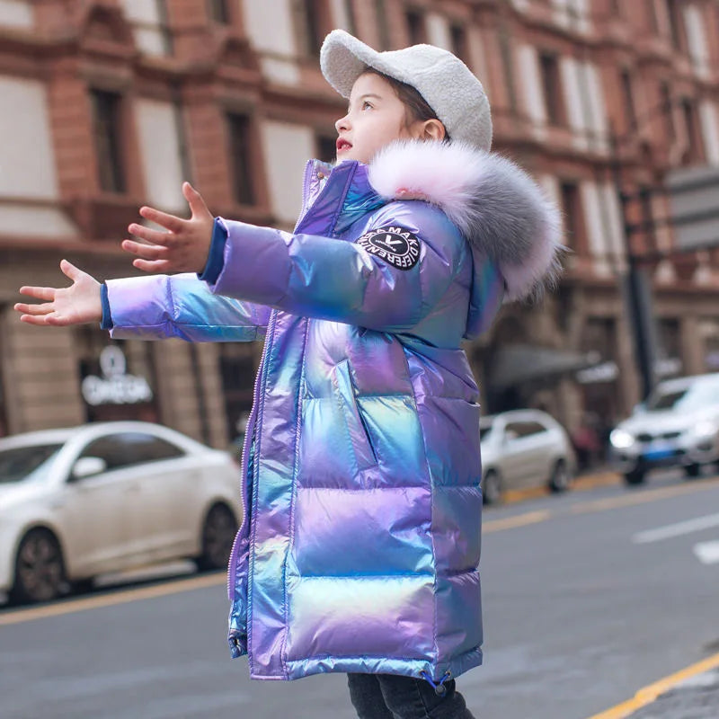 Winter Down Jacket For Girls Coat Waterproof Shiny Hooded Children Outerwear Clothing 5-14 Year Teenage Kids Parka Snowsuit-Dollar Bargains Online Shopping Australia