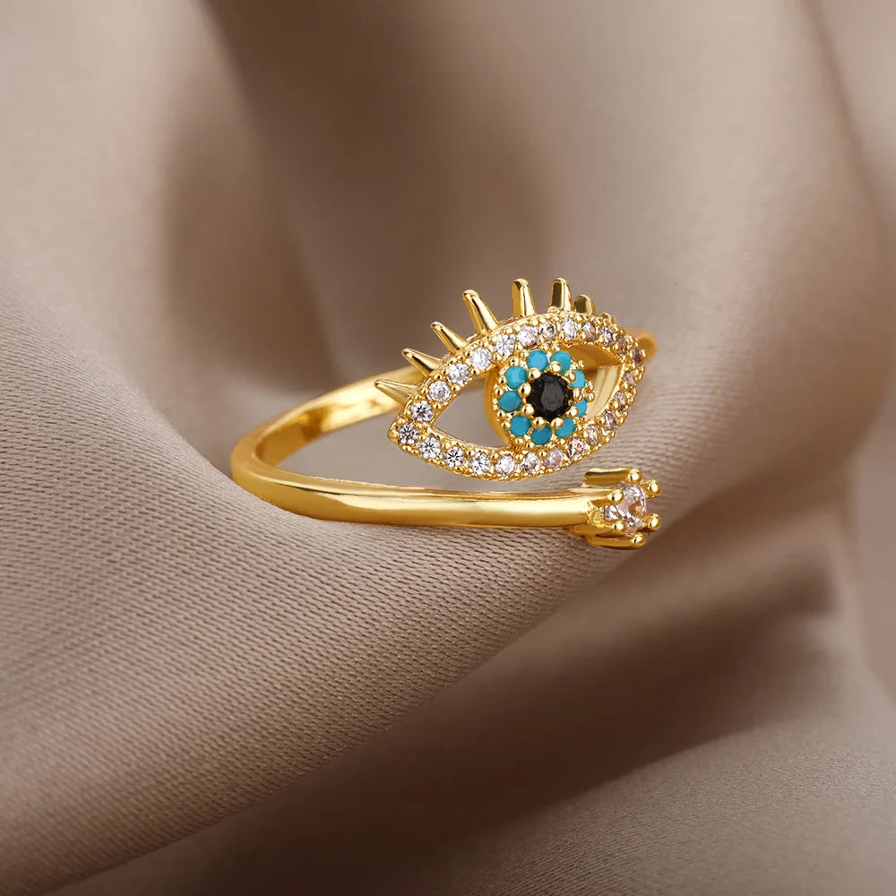 Lucky Turkish Evil Eye Rings For Women Opening Stainless Steel Ring Luxury Wedding Couple Jewelry anillos mujer-Dollar Bargains Online Shopping Australia