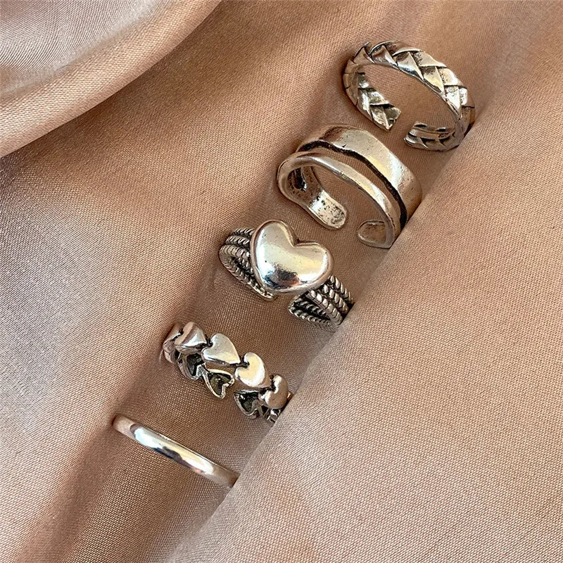 Vintage Gothic Butterfly Snake Angle Flower Multi Element Ring Set For Women Men Retro Personality Finger Adjustable Ring Gifts-Dollar Bargains Online Shopping Australia