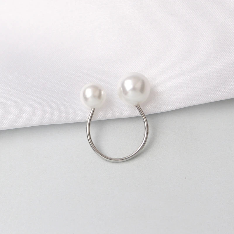 Simulated Pearl Adjustable Open Rings for Women Wedding Jewelry Girls Bijoux Finger-Dollar Bargains Online Shopping Australia