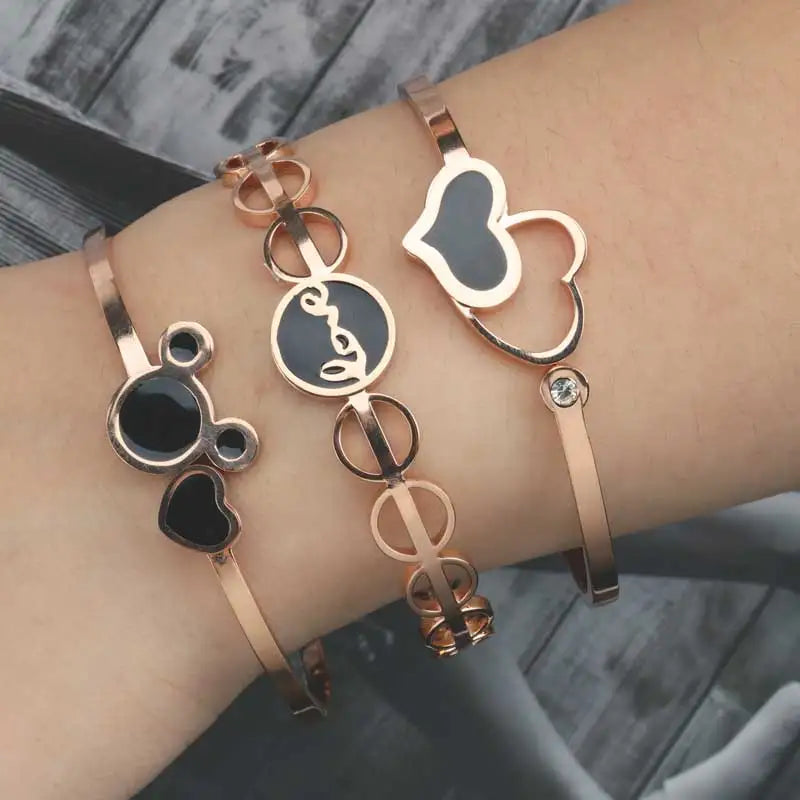 Luxury Heart Bracelets Bangles For Women Stainless Steel Jewelry Woman Fashion Jewellery-Dollar Bargains Online Shopping Australia