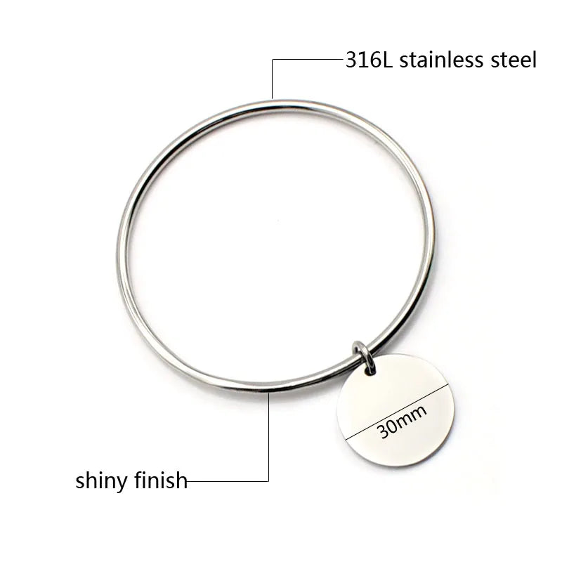 Classic Round Golden Charm Bangle Bracelet Stainless Steel Women Fashion Jewelry Gold Color-Dollar Bargains Online Shopping Australia