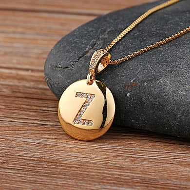 Women Girls Initial Letter Necklace 26 A-Z Charm Neck Pendants Copper CZ Jewelry Personal Gifts-Dollar Bargains Online Shopping Australia