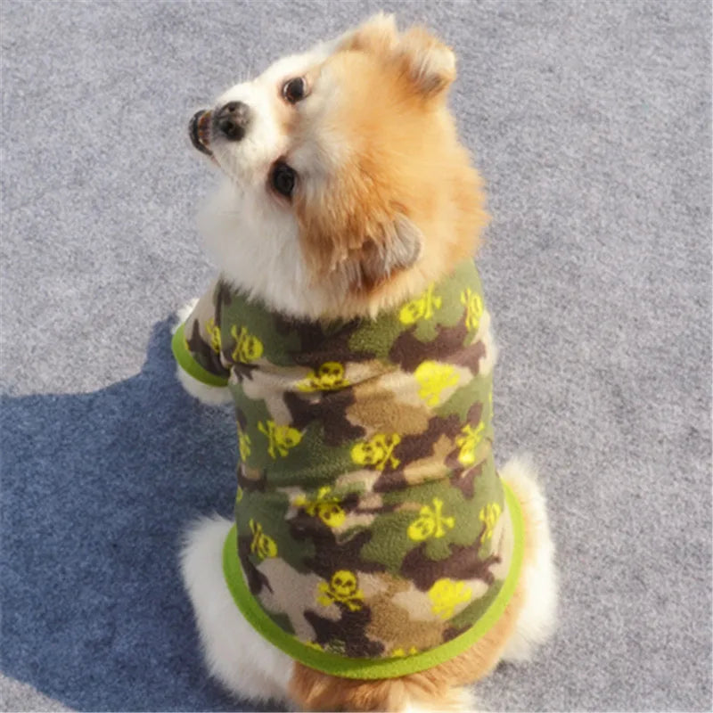 Warm Fleece Pet Dog Clothes Cute Skull Printed Pet Coat Puppy Dogs Shirt Jacket French Bulldog Pullover Camouflage Dog Clothing-Dollar Bargains Online Shopping Australia