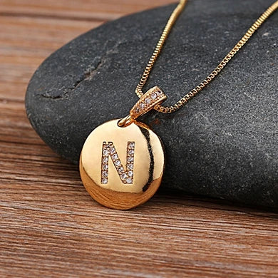 Women Girls Initial Letter Necklace 26 A-Z Charm Neck Pendants Copper CZ Jewelry Personal Gifts-Dollar Bargains Online Shopping Australia