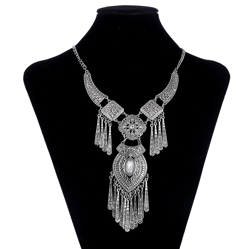 Bohemian Choker Collar Necklace Vintage Tassel Statement Maxi Long Necklace For Women Collier Femme Jewelry-Dollar Bargains Online Shopping Australia