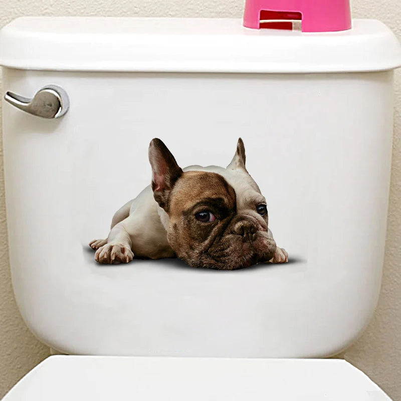 Cats 3D Wall Sticker Toilet Stickers Hole View Vivid Dogs Bathroom For Home Decoration Animals Vinyl Decals Art Wallpaper Poster-Dollar Bargains Online Shopping Australia