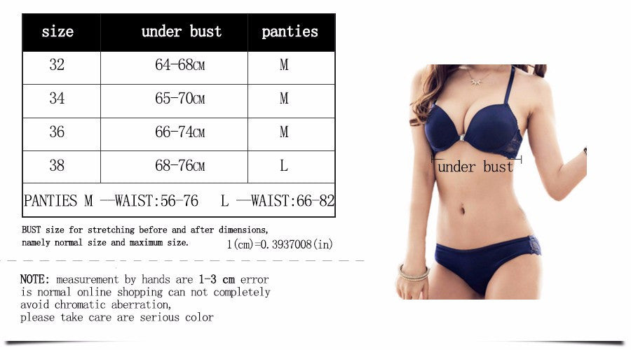 women Intimates sexy Y-line straps bra set front closure bra + hollow out Panties Lace bra set