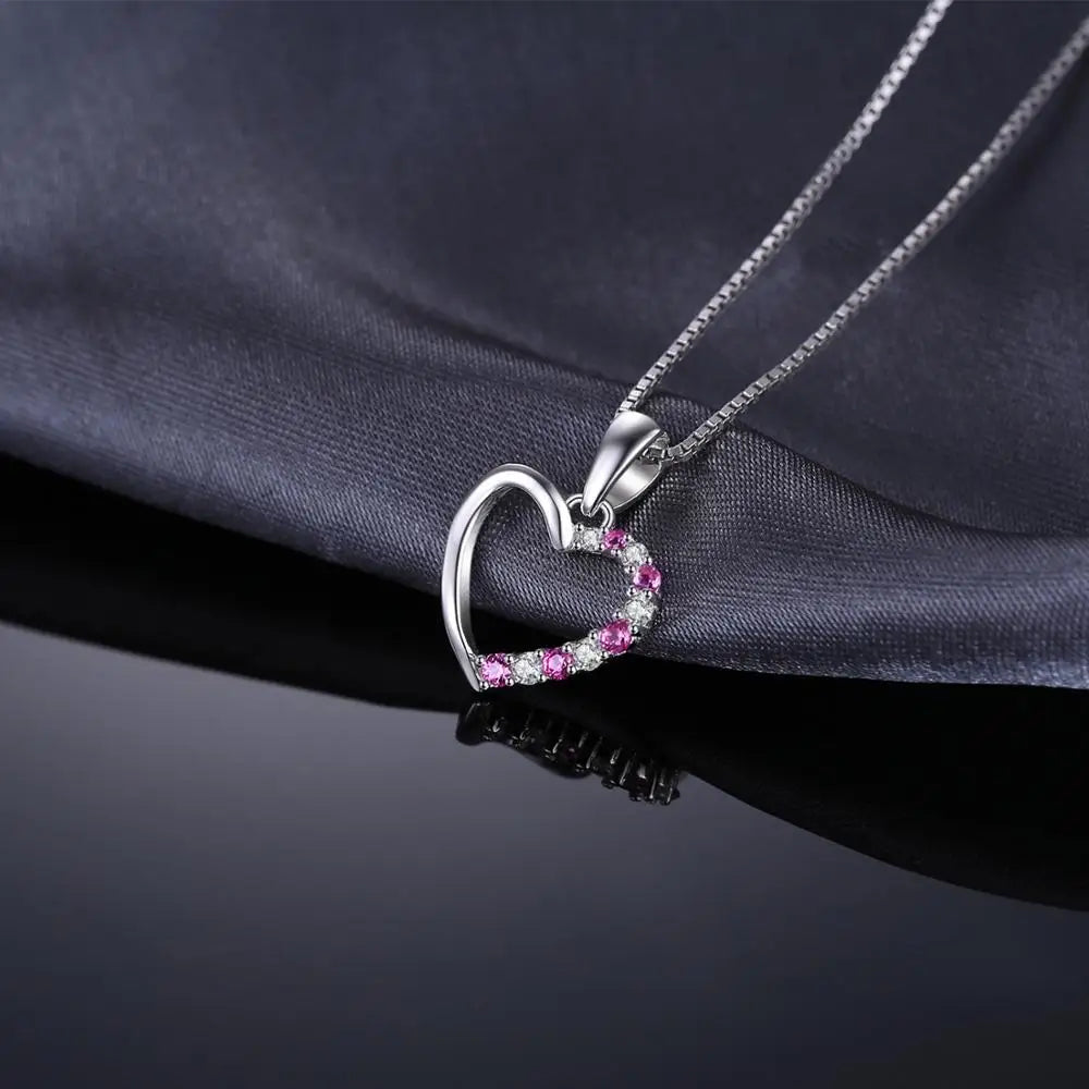 Heart Created Pink Sapphire 925 Sterling Silver Pendant Necklace for Women No Chain Yellow Gold Rose Gold Plated
