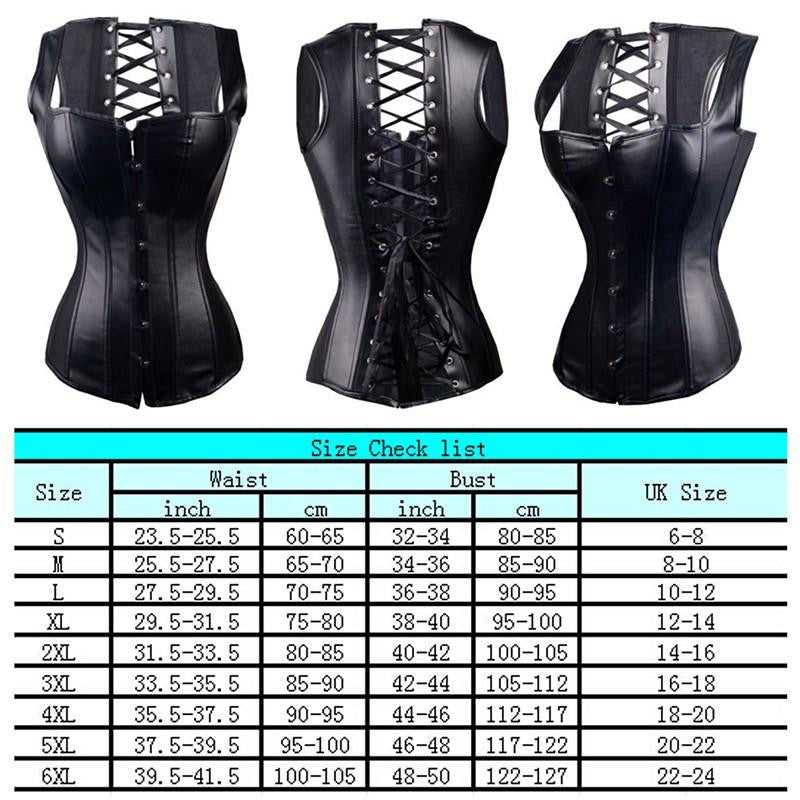 X Steampunk Steel Boned Lace up Back Body Bustier Overbust Corset Women Waist Corsets Black Plus Size S-6XL