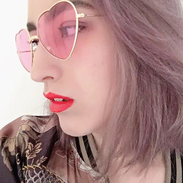 Ladies Heart Shaped Sunglasses metal Women Brand Designer Fashion Rimless LOVE Clear Ocean Lenses Sun Glasses UV400-Dollar Bargains Online Shopping Australia