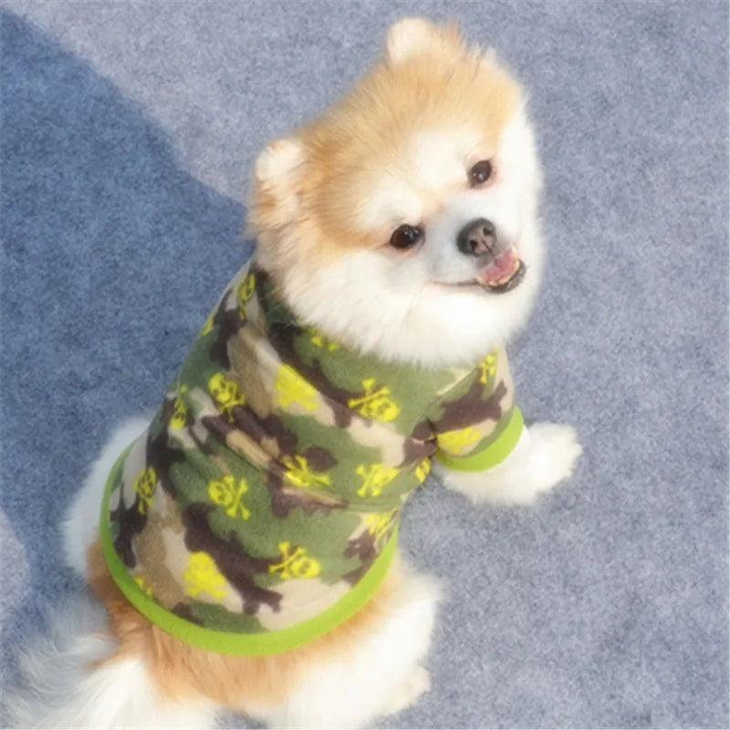 Warm Fleece Pet Dog Clothes Cute Skull Printed Pet Coat Puppy Dogs Shirt Jacket French Bulldog Pullover Camouflage Dog Clothing-Dollar Bargains Online Shopping Australia