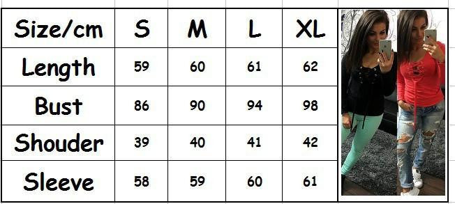 Bandage Lace Up Long-Sleeve Shirt Women Deep V T Shirts Female Tops 5 Colors LX068