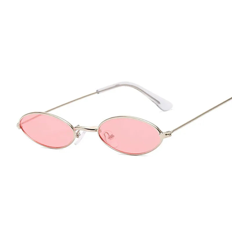Retro Small Oval Sunglasses Woman Vintage Brand Shades Black Red Metal Color Sun Glasses For Female Fashion Designer Lunette-Dollar Bargains Online Shopping Australia