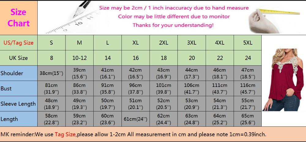 Women Blouses Off Shoulder Blouse Elegant Lace V Neck Shirt Ladies Long Sleeve Tops Plus Size
