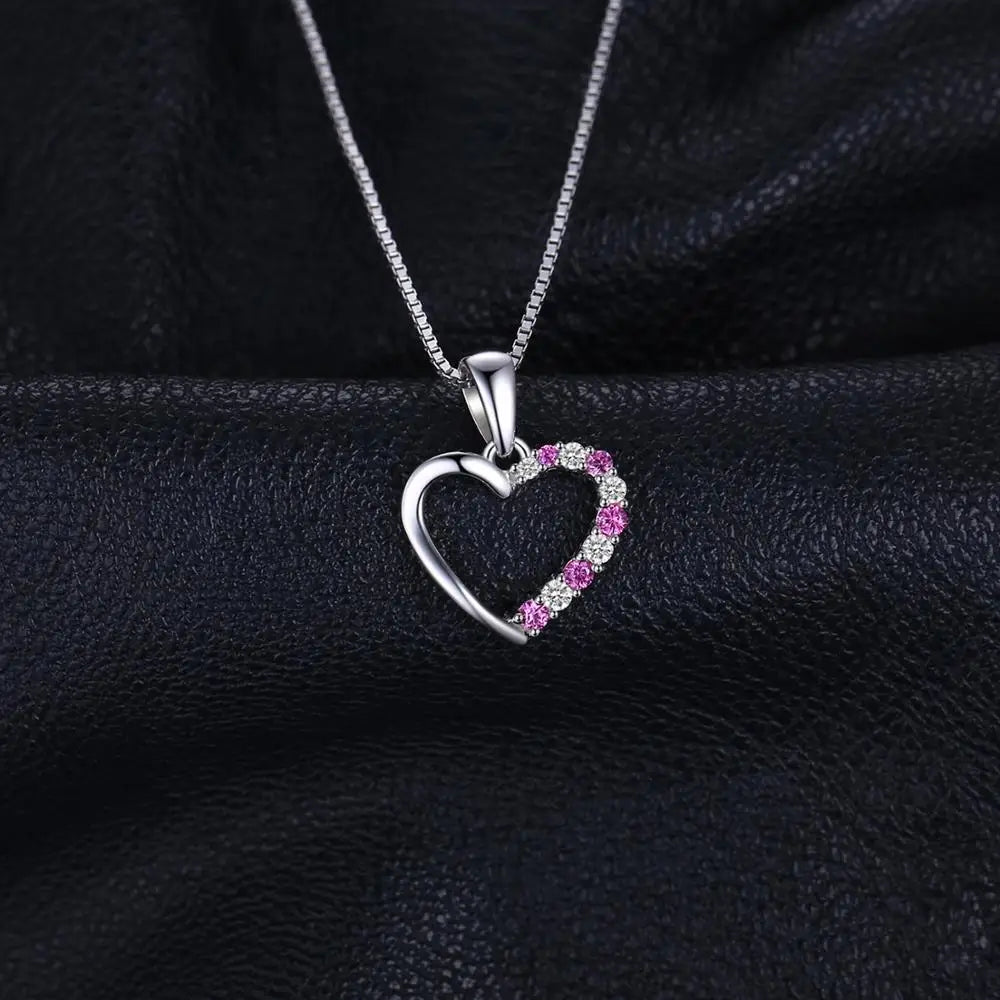 Heart Created Pink Sapphire 925 Sterling Silver Pendant Necklace for Women No Chain Yellow Gold Rose Gold Plated