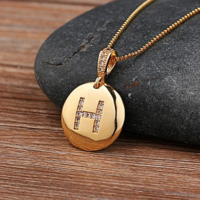 Women Girls Initial Letter Necklace 26 A-Z Charm Neck Pendants Copper CZ Jewelry Personal Gifts-Dollar Bargains Online Shopping Australia
