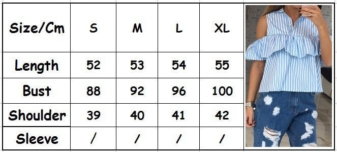 Online discount shop Australia - Fashion Cold Shoulder Striped Shirts Casual Flounces Turn-Down Collar Plaid Shirt Tops For Women Ladies LX167