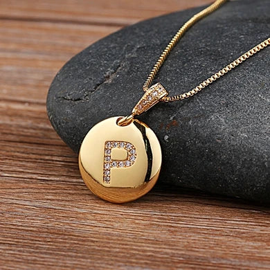 Women Girls Initial Letter Necklace 26 A-Z Charm Neck Pendants Copper CZ Jewelry Personal Gifts-Dollar Bargains Online Shopping Australia