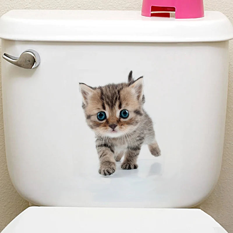 Cats 3D Wall Sticker Toilet Stickers Hole View Vivid Dogs Bathroom For Home Decoration Animals Vinyl Decals Art Wallpaper Poster-Dollar Bargains Online Shopping Australia