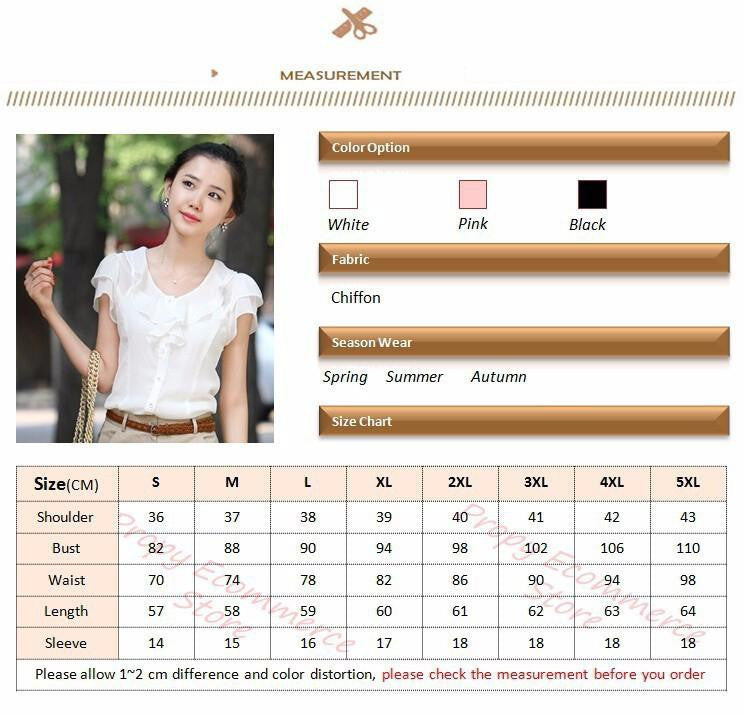 Online discount shop Australia - 5XL Plus Size New  Women Fashion Short Sleeve Ruffles Chiffon Solid White Tops  Casual  Blouses Shirt